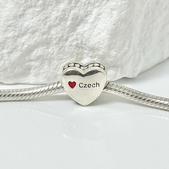 Pandora Czech Flag S925 Silver Heart Bead Charm - Picture 3 of 3
